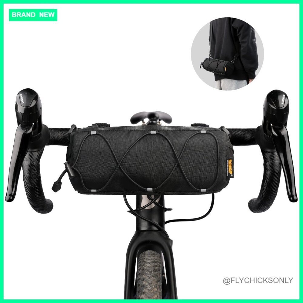 Bike Handlebar Bag with Shoulder Strap, 2.4L Capacity, Reflective Strips